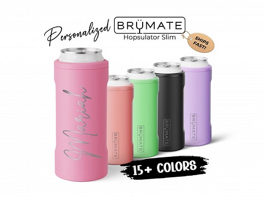 Personalized Brumate Hopsulator SLIM Can Cooler Drink Holder for 12oz Skinny Cans - Laser Engraved Custom Insulated Seltzer Coolie Gifts - Etsy