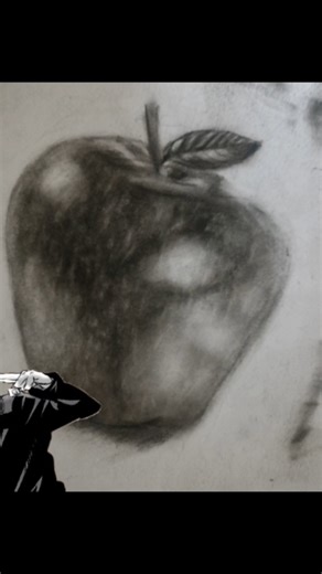 Full 3D Apple Drawing Reveal 🍎 | Realistic Charcoal Art