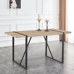 NYEESS 55 inch Modern Rectangular Dining Table, Wood MDF Top with Metal Legs for Kitchen and Dining Room