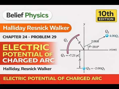 Halliday Resnick Walker Ch 24 Problem 29 Solution | Net Electric Potential Due to Charged Arc