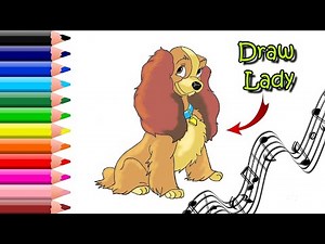 How to Draw Walt Disney cartoon Characters / Lady from the Movie Lady and the Tramp