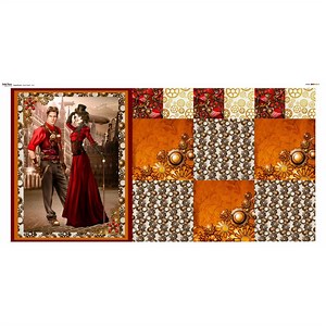 Steampunk Quilt Feature Red Fabric Panel (140 x 71cm)