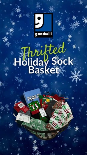 Holiday basket idea you didn’t know you needed 🧦✨ Find the cutest festive socks and thrift a basket to build your own cozy holiday bundle. Simple, affordable, and made with love. 🎁❄️ | Easterseals-Goodwill Northern Rocky Mountain Inc.