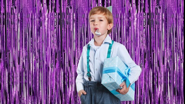 Purple Party Decorations - 3-Pack of 8x3.2 Feet Purple Foil Fringe Streamers Curtains Perfect for Gender Reveals, Bachelor Parties, Mermaid, and Butterfly Themed Birthday Party Decor