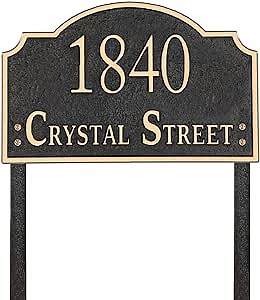 Personalized Address Sign LAWN MOUNTED - Custom House Number Sign Plaque,Address Plaque,House Address Numbers for Outside House Lawn,Yard,Ground,Garden,Drive Way Metal Free Standing with Stakes(Rose