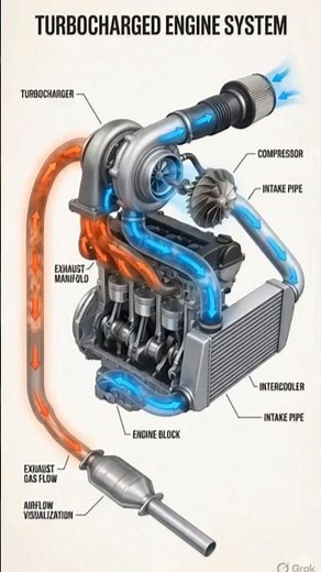 Turbocharged Engine Explained! How a Turbocharger Boosts Power & Efficiency 🚗💨#PetrolEngine#usa