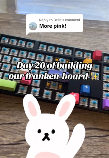 Replying to @Bella Day 20 of building our frankenboard! 😱 Bella CTRLed the color this time, whose next? 🌈 💖 #mechanicalkeyboards #keycaps #frankenboard #gaming #day20