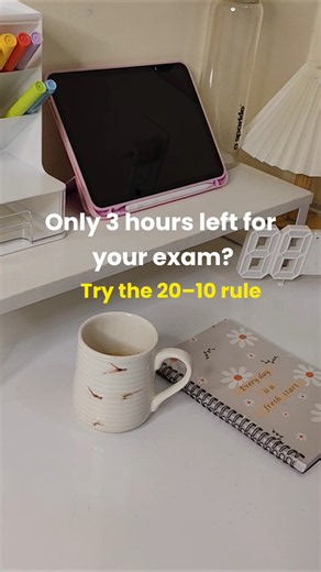 only 3 hours left for your exam? try the 20 - 10 rule. #study #studygram #students #school