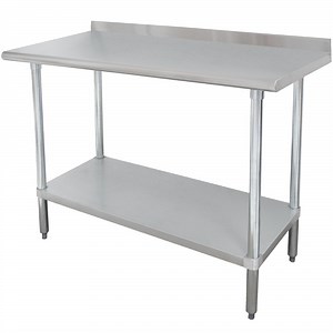 Advance Tabco FMSLAG-304 30" x 48" 16 Gauge 304 Stainless Steel Heavy-Duty Work Table with Undershelf and 1 1/2" Backsplash