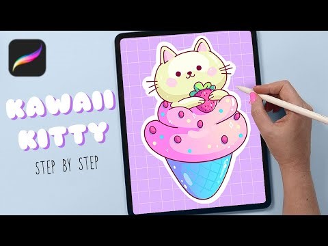 Drawing a Kawaii Cat In Procreate - Easy Tutorial