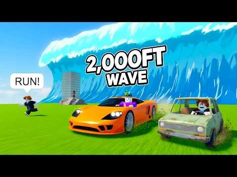 Driving Fast Cars on Roblox BUT A MASSIVE 2,000FT Wave Chases Me