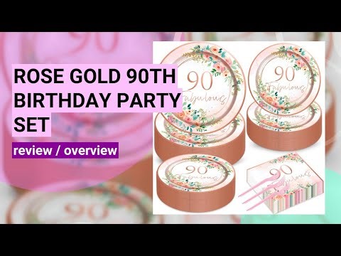 Review: Stunning Rose Gold 90th Birthday Party Tableware Set for 50 Guests!