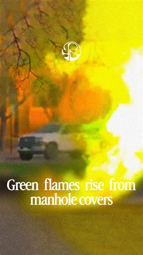 Those green flames coming out of manholes aren’t sci-fi — they’re electrical fires. Beneath many manholes are underground power vaults packed with high-voltage cables and transformers. When a cable fails or shorts, the intense heat ignites insulation and vaporised chemicals. Copper from the wiring burns green, producing that eerie glow. In some cases, trapped gases like methane build up underground and ignite, forcing flames up through the manhole. It looks unnatural, but it’s a dangerous mix of