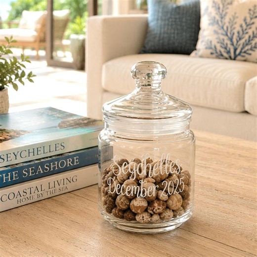 Personalised Shell and Sea Glass Collecting Jar: Hand Engraved Honeymoon Memories Jar - Etsy
