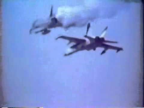 A-4 Skyhawk Crash in F-18 Hornet Drop Test in Mid-Air Accident During Test Deployment of Dummy Bomb
