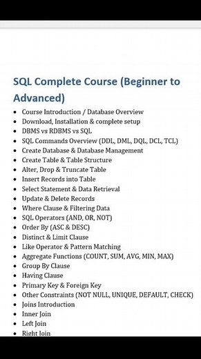 SQL Complete Course Overview Full Video in desc.| Zero to Hero Roadmap 🔥#sql #mysql #database #DBMS