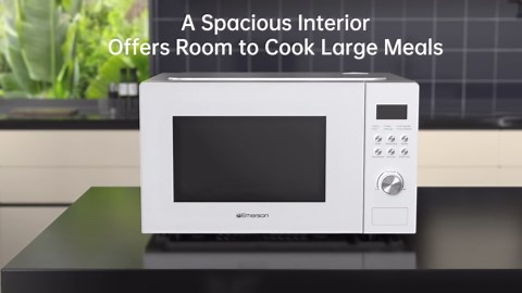 Emerson 1.1 Cu Ft, 1000W White Countertop Microwave Oven, MW1101W