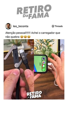 Retiro da Fama on Instagram: "⚡🎮 Carregue e jogue sem atrapalhar! O Cabo de Dados BlueWow 240W Tipo-C com suporte angular 90° é perfeito pra games 🎯 Ultra resistente, dobrável e com carregamento super rápido 🔥 👉 Garanta o seu agora — link na bio! #cabotipoC #gamerlife #carregamentorapido #achadinhostech #linknabio"