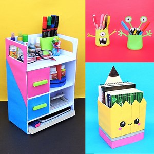 Amazing desk organizing ideas with cardboard #cardboard #bestoutofwasteideas #deskstyling #deskdecor #diycraftideas #deskorganizer | Creative Hours