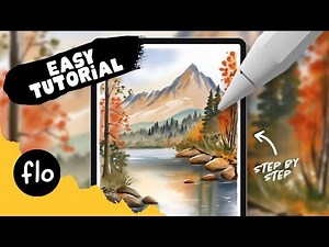 EASY Watercolor Mountain Painting Tutorial on your iPad in PROCREATE
