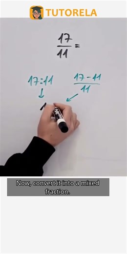 Convert 17/11 to a Mixed Number Easily! #Math #MixedFractions #MixedNumbersAndFractionsGreaterThan1