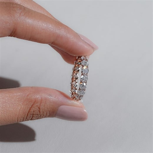 2000s Modern OEC Round Cut Lab Diamond Full Eternity Band | Prong Set Diamond Band | 14K Solid Gold Band | CVD Diamond Wedding Band for Her - Etsy