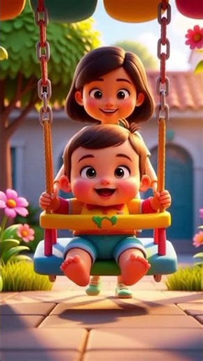 Happy Baby on Swing | Mother Love 3D Cartoon
