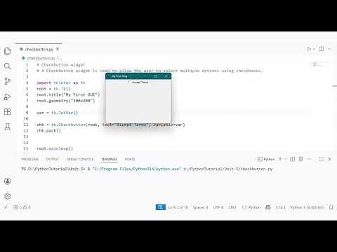U5L39 Tkinter Checkbutton Widget in Python | Multiple Selection | AKTU Unit-5 | BCC302 | BCC402