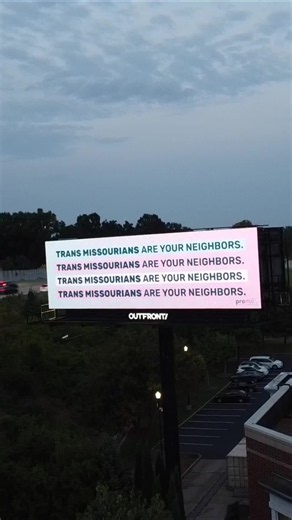 Look up, Missouri! 🏳️‍⚧️ Across Kansas City and St. Louis, our billboards are up with a simple message: our trans neighbors deserve to feel loved, seen, and supported. Anti-trans messages will become louder during these final weeks leading up to the election, so we're making sure messages of belonging are just as loud. Want to help us put more messages of love and support into our communities? Donate today using the #LinkInBio to help fund the next round of billboards. S/O to Dante Barge and Br
