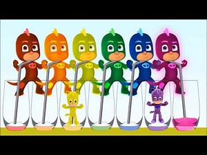 Learn Colors With Pj Masks Colorful Fruit Juices and Glasses