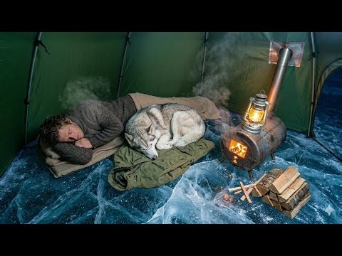 Camping in a Tent on the Ice — Caught in a Severe Blizzard with My Dog!