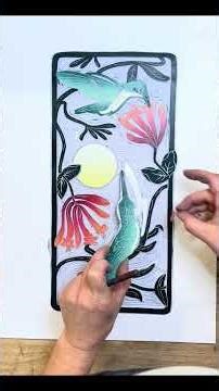 Ruby throated hummingbird block printing process