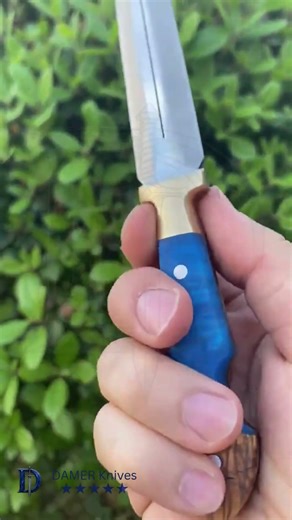💎 Blue Dagger – Handcrafted Precision Blade Brass Guard & Resin Wood Handle 🔥
