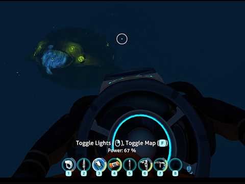 Scanning a Bloop Leviathan in Subnautica