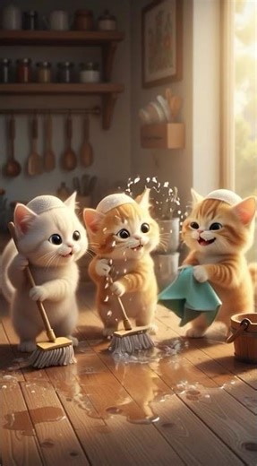 Kittens are helping mom 😍 | Cutest Family #Shorts #cute #baby #cartoon #disney #kids #fyp #fypシ #ai