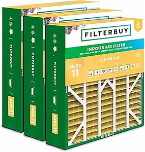Filterbuy 20x25x6 Air Filter MERV 11 Superior Pet & Allergy Defense (3-Pack), Pleated HVAC AC Furnace Filters for AprilAire Space-Gard 201, 2200, 2250, & Lennox (Actual Size: 19.75 x 24.25 x 6.00)
