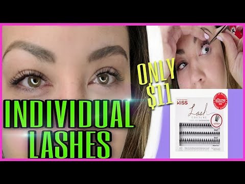 EASY DIY LASH EXTENSIONS FOR BEGINNERS| HOW TO APPLY INDIVIDUAL LASHES UNDER LASH LINE | Kiss Lashes