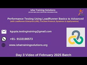 Performance Testing using LoadRunner Day 3 video on 10th February 2025.