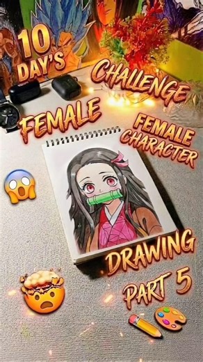 Day 5/10: Nezuko Kamado Drawing 🌸 | Demon Slayer Art Challenge