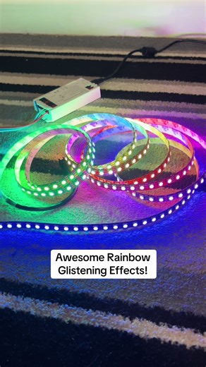 Awesome Rainbow Glistening Effects - StripGlow Effects We are the only suppliers of 2m/3m led strips in the UK - ws2815 #ledlights #diyer #lighting #rainbow #stripglow