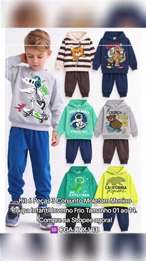 3 Conjunto Moletom Menino Roupa Infantil Tamanho 01 ao 14. Compre na Shopee agora!🆔️ CGA-XVX-VEB
