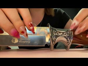 asmr hunting knife triggers/showcase!!🩷
