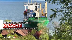 857K views · 9.3K reactions | Knapp daneben ist zum Glück vorbei: Ein Containerschiff hat in Norwegen die Küste gerammt und ein Haus dabei nur um wenige Meter verfehlt.  | Brisant | Facebook