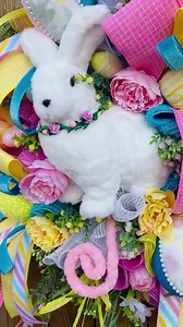 Easter Bunny Door Wreath: Handmade Velvet Eggs, Floral Spring Decor (36"l X 29"w) - Etsy