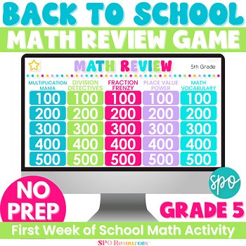 5th Grade Back to School Math Review Jeopardy Game | Beginning of Year Activity