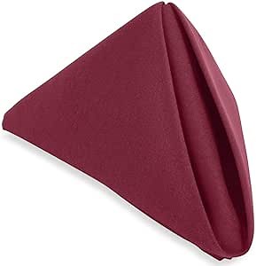 Burgundy Cloth Napkins – 100 pack of 20” large dinner table linen - easy care and perfect for restaurant, hotel, wedding or catering – Commercial Quality neatly hemmed napkins in premium fabric