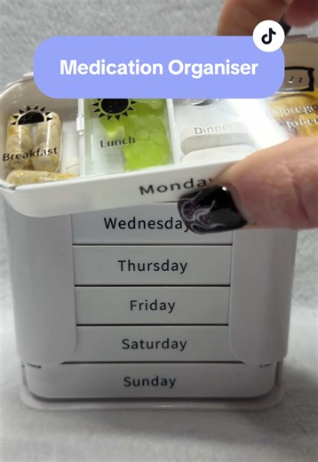 I take a lot of medication and supplements … This pill organiser means I don’t miss any (most of the time 😂). #pills #meds #medication #pillbox #organise