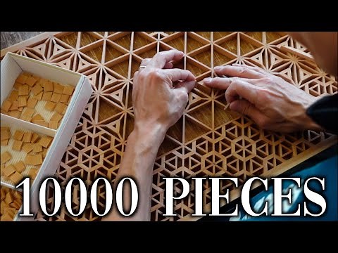 【組子細工】 日本の職人が10,000ピースの材料で伝統的模様を作り上げるプロセス（字幕あり）
