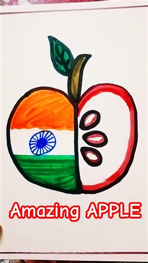 Easy APPLE art |#shorts #trending #ytshorts #drawing #DrawingWithChiku #viral #art #tutorial #asmr