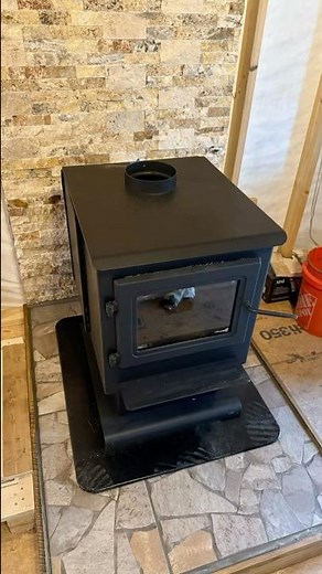 How I built hearth for my wood stove #woodstove #fireplace #rockwork